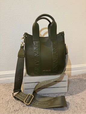 Marc New York Olive Green Structured Tote with Detachable Strap